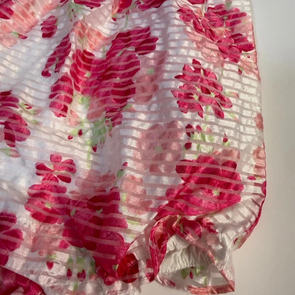 Vintage Y2K Dressed Up By Gymboree Pink Floral Bubble Romper 6-12 month Girl